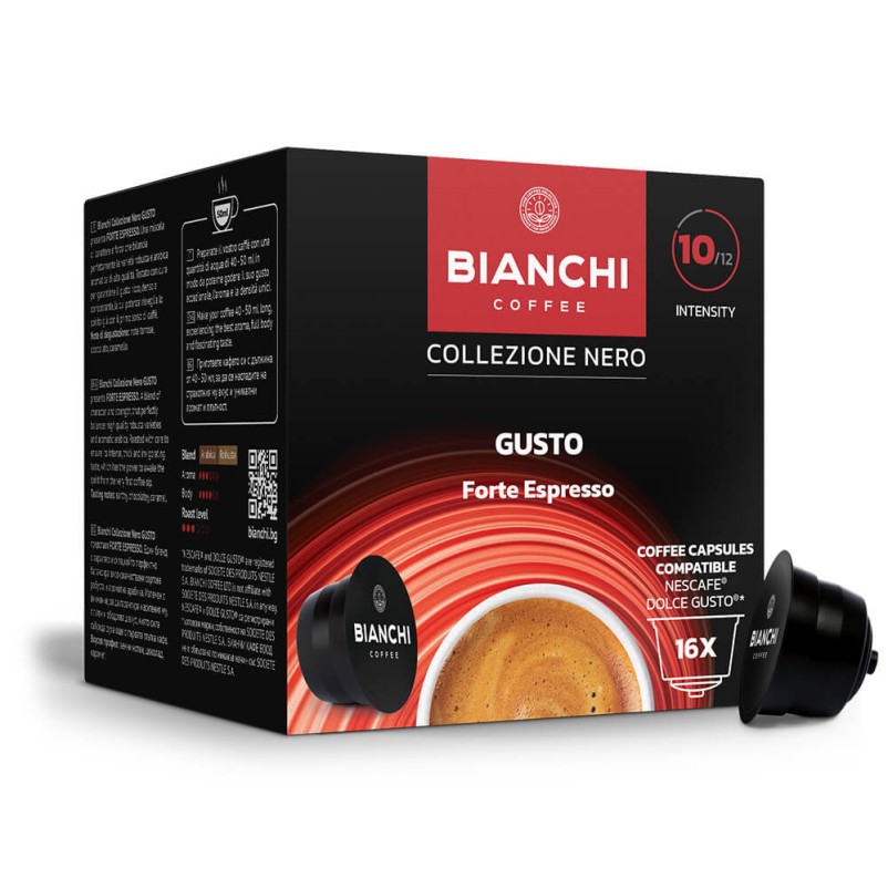 Bianchi Collezione Nero Gusto Forte Espresso кафе капсули 16 бр (Dolce Gusto® comp.)