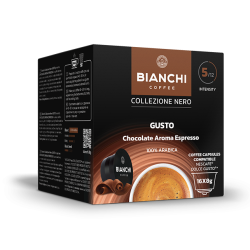 Bianchi Collezione Nero Gusto Choco Aroma coffee capsules 16 (Dolce Gusto® comp.)